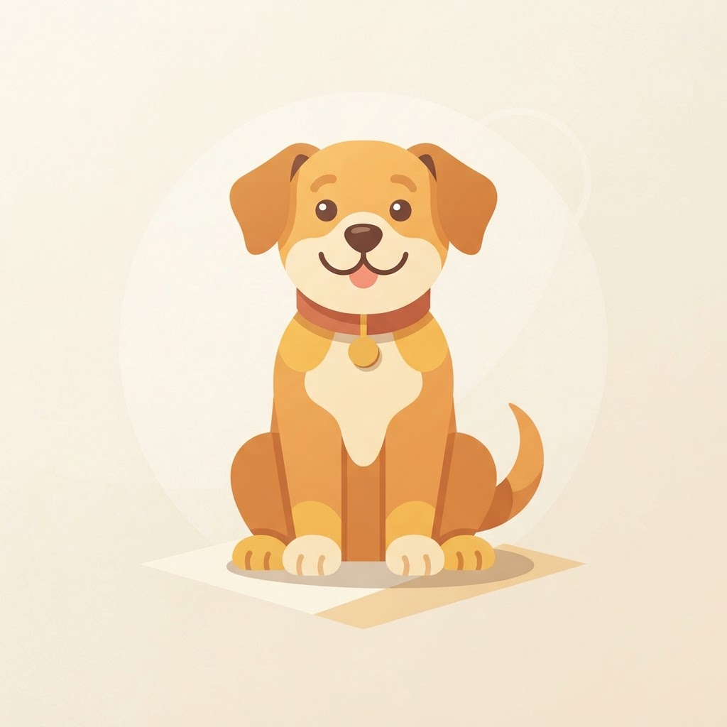 Illustrasjon av en glad hund
